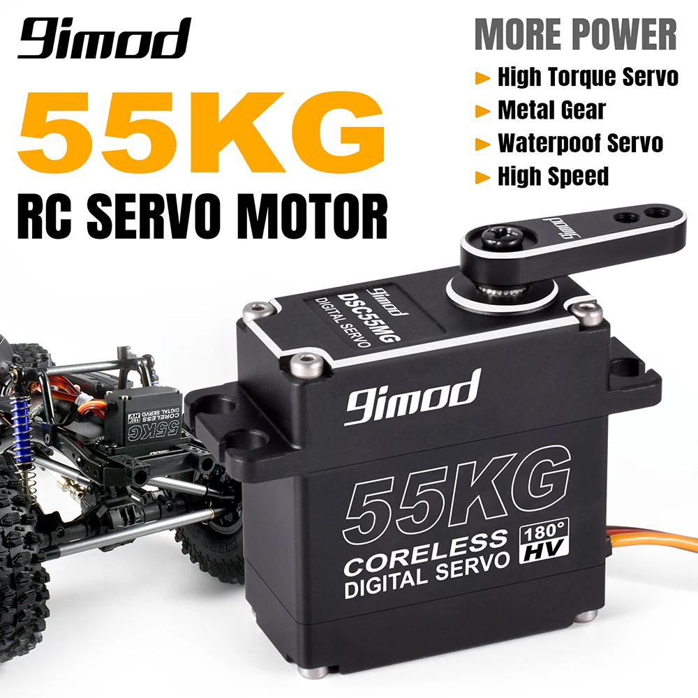 9imod 55kg Waterproof Servo IP67 180/270 Magnetic Sensor High Torque Coreless Digital Servo Full Metal Gear for 1/8 1/10 RC Cars