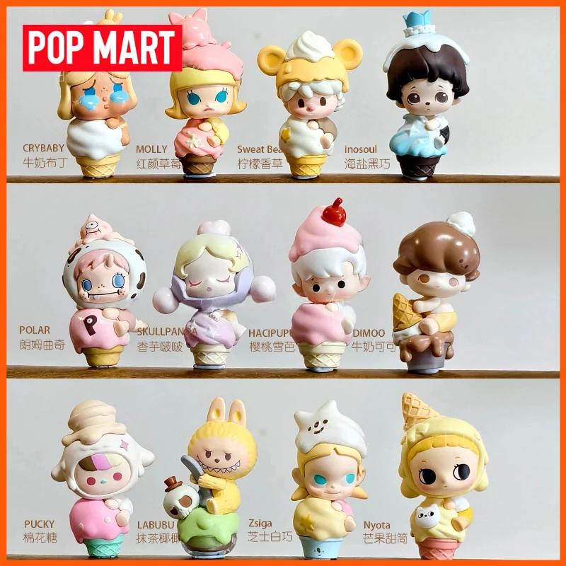 POPMART POP Bean Bubble Mates helado cono taza figura juguete para regalo coleccionable caja ciega de moda chica regalos sorpresa