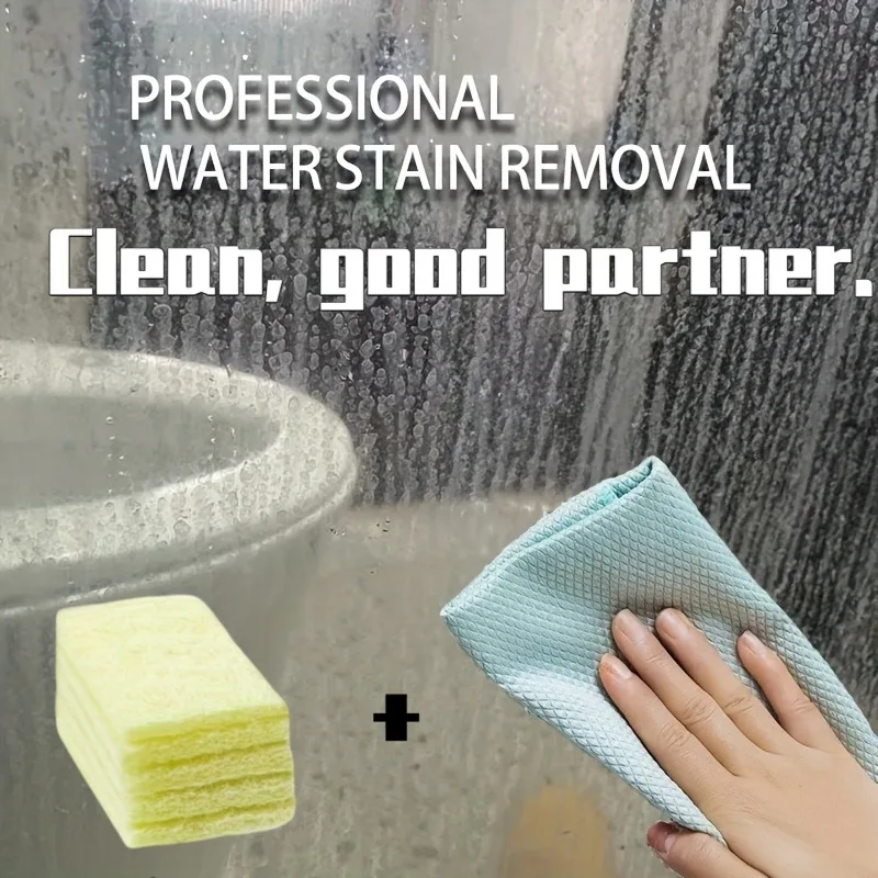 TILONDEX13pcs Set: Random Color Cleaning Cloth with Nano Sponge Scrub Pad, Water Stain Removal Glass Cloth, Wipe Glass Without