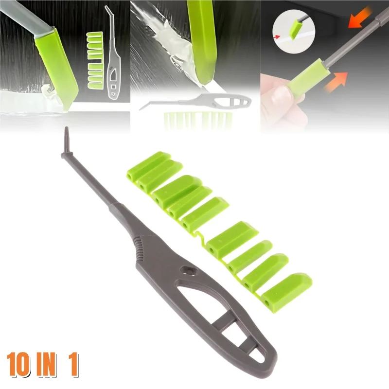 10-in-1-Glaskleber, Winkelschaber, Dichtmittel, Streuer, Finishing-Werkzeug-Set für Fenster, Keramik, Fliesen, Küche, Waschbecken, Dusche, Fliesenverbindungsset