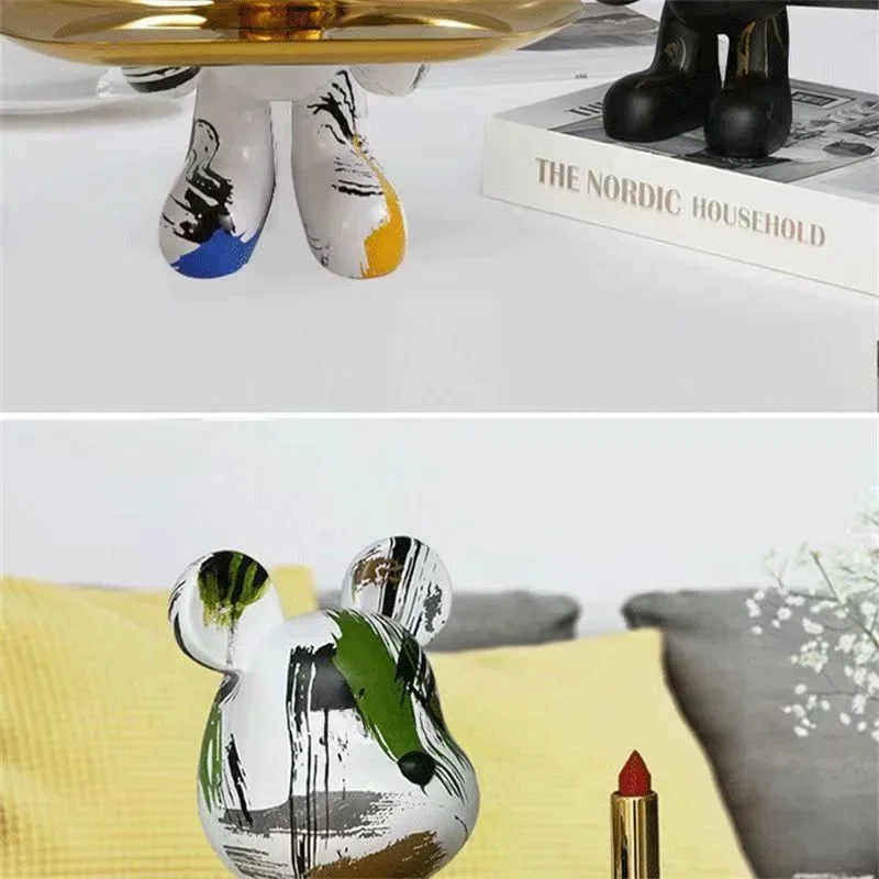 21 cm Graffiti Bär Ornament Figur Dekoration Tier Statue Schlüssel Lagerung Regal Moderne Zimmer Skulptur Tisch Dekor Geschenk – Detail 2