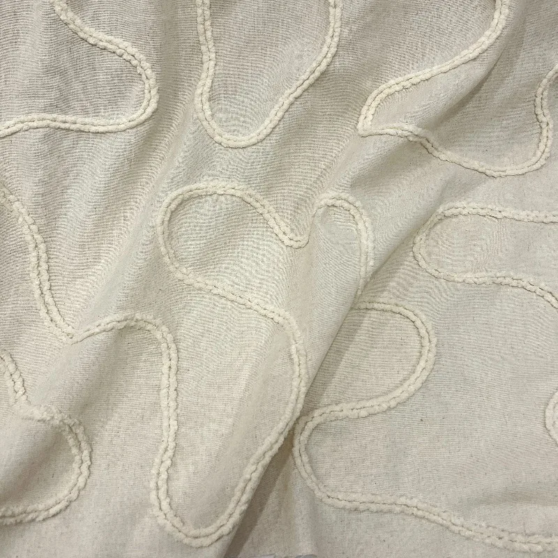 Beige Slightly Transparent Hemp Rope Disc Flower Polyester Cotton Linen Fabric Design Sense Breathable Top Clothing Fabric