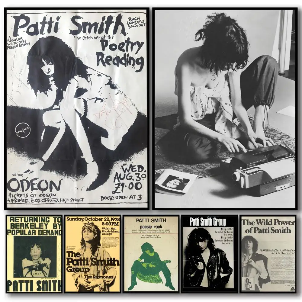P-Patti Smith Painting Calligraphy Cotton Canvas Wall Art Poster High Quality Decor Painting for Living Room Home Decor
