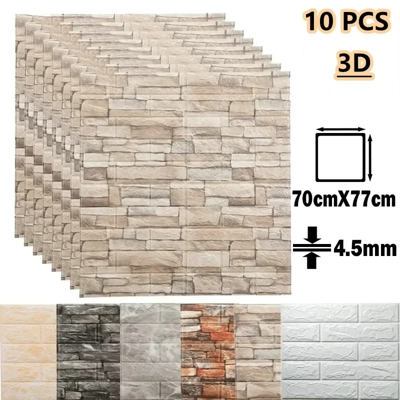 

10Pcs 3D Wall Stickers Self Adhesive Panels Foam Home Luxury Decor DIY Wallpaper Living Room Bathroom Background Marble Sticker