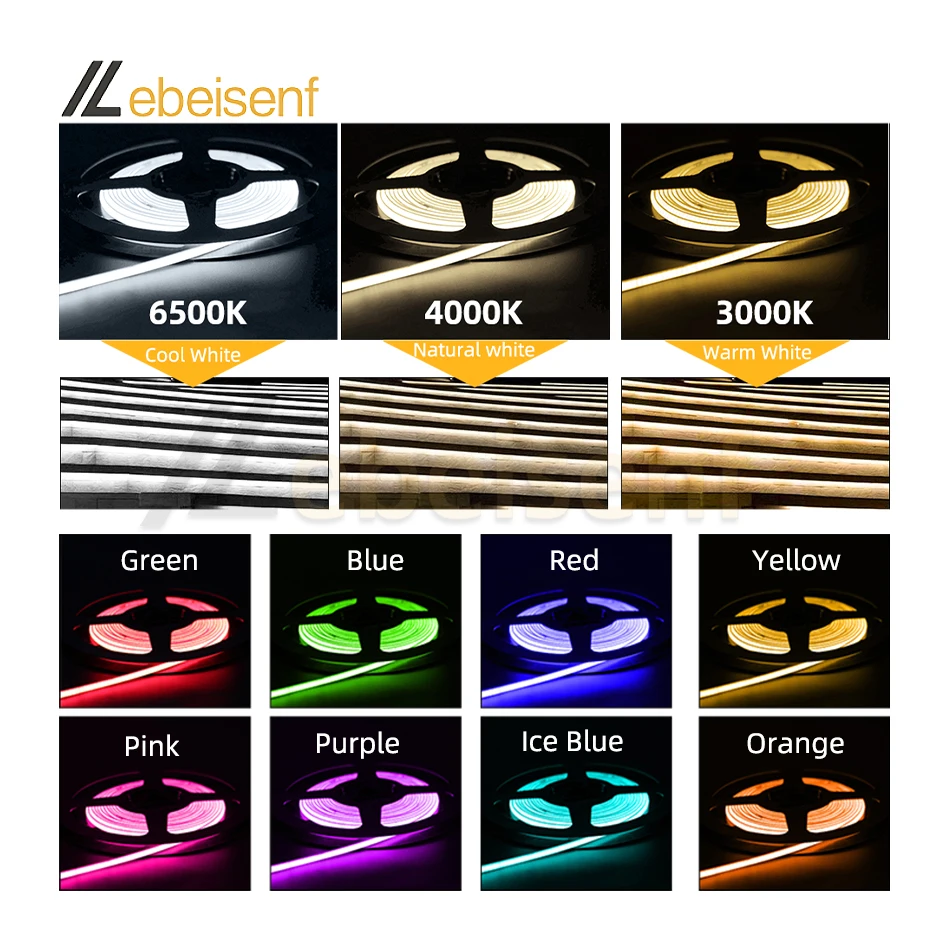 5M/Roll 2.7mm Ultra narrow COB LED Strip Light DC 12V Single Color 480 LEDs/m RA90 Lighting for Indoor KTV Hotel Car Decoration