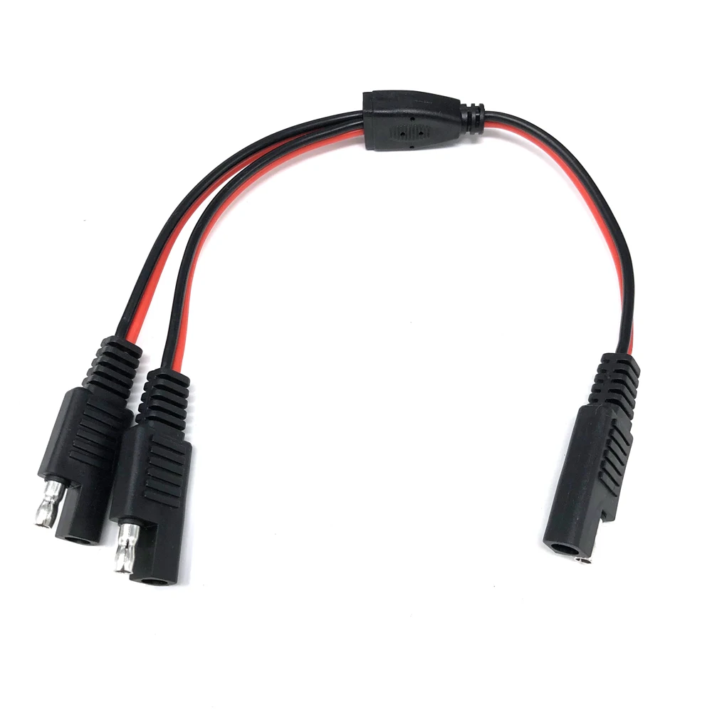 DIY 1 to 2 SAE Power Extension Cable Adapter Connector 2 Pin Quick Connect Disconnect Plug SAE Power Extension Cable 18AWG 300mm