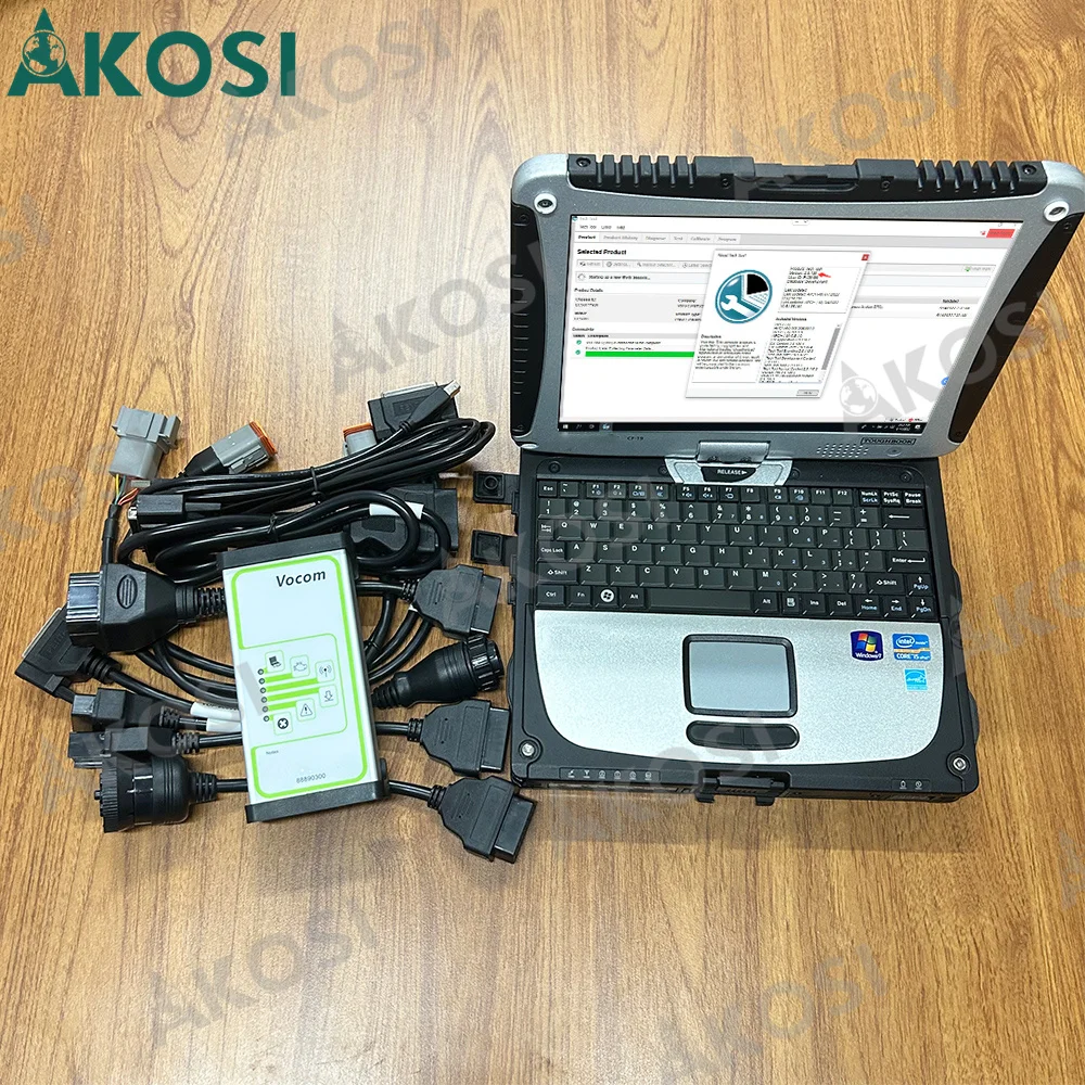 CF19 Laptop Ready to use+ Xtruck y1 Vocom 88890300 For Vocom Excavator Construction Equipment Diagnostic Scanner Tool