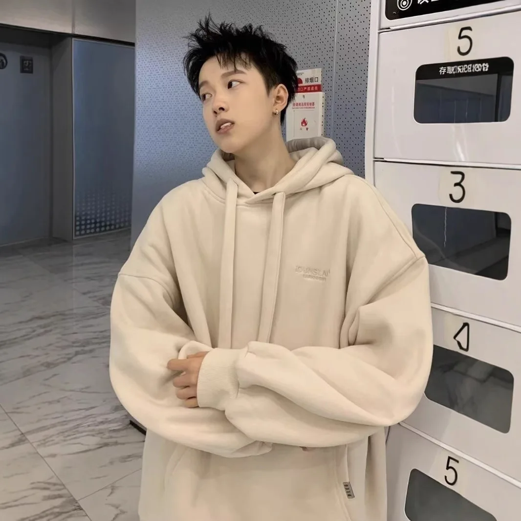 [500g Heavy and High Quality] Japanese Light-cooked Embroidered Big Rope Sweater Winter Velvet Hooded Top Jacket 1