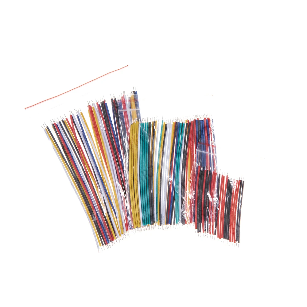 130PCS 6Colors 24AWG Breadboard Jumper Wire Cable Kit Tin-Plated PCB Solder Cable Flexible PVC Electronic Wire 5/8/10cm Red Blue