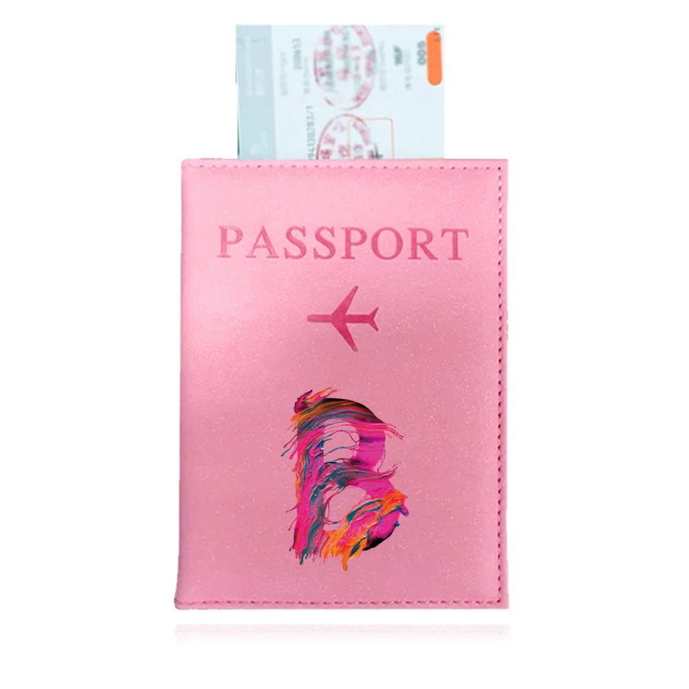 Passport Holder Pink Passport Covers Ultra-thin Document Holder ID Card Covers UV Print Paint Letter Series Travel Accessories