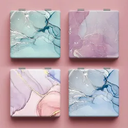 Cosmetic Mirror Mini Portable PU Makeup Compact Mirror Gift for Girls Double Sided Folding Pocket Mirror Travel Magnifying