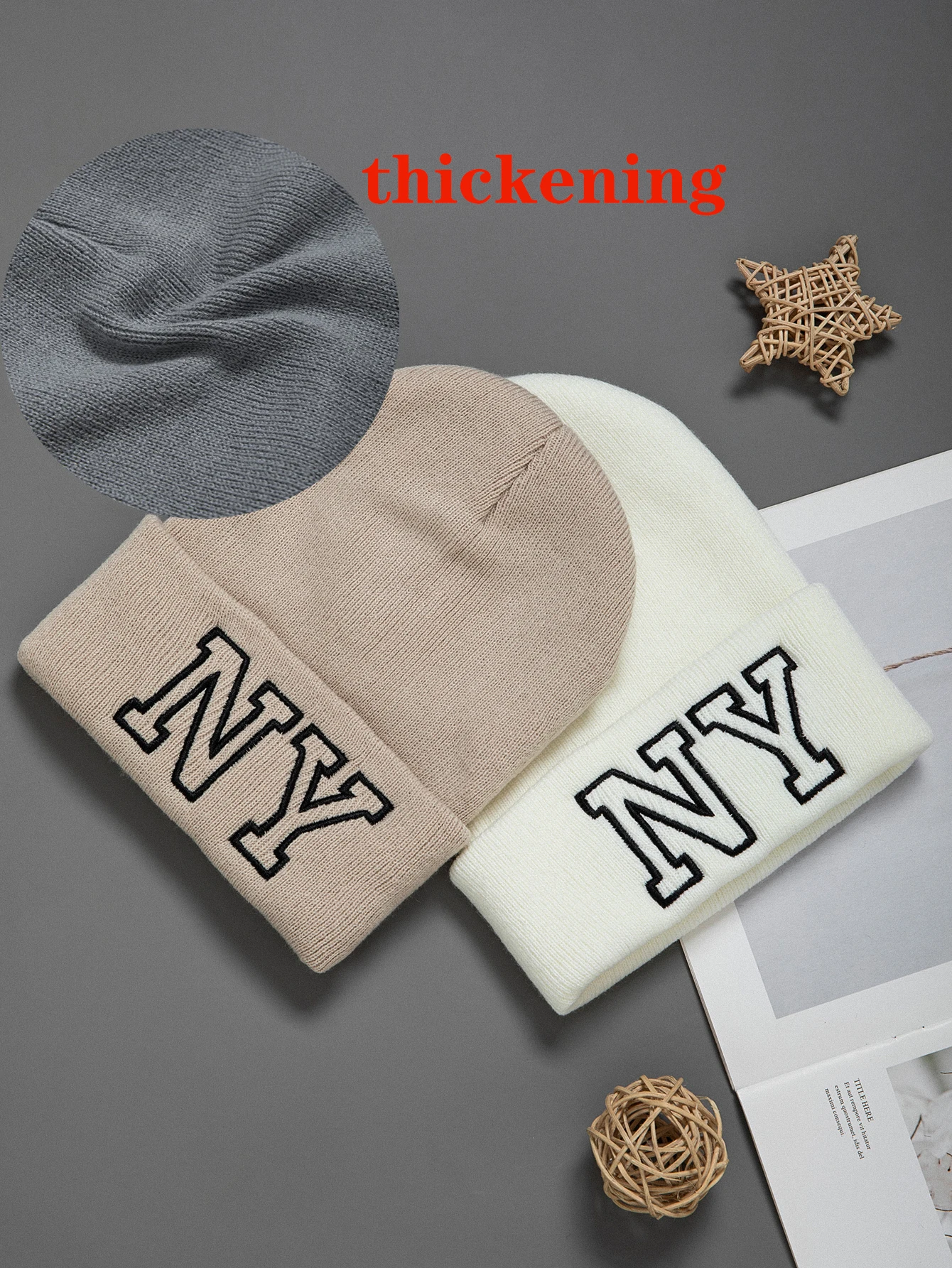 2pcs Winter Hat Men Knitted Hat Fashion Pullover Hat Casual Sports Warm Thick Winter Cap Stretch Women Cap  Hat Unisex