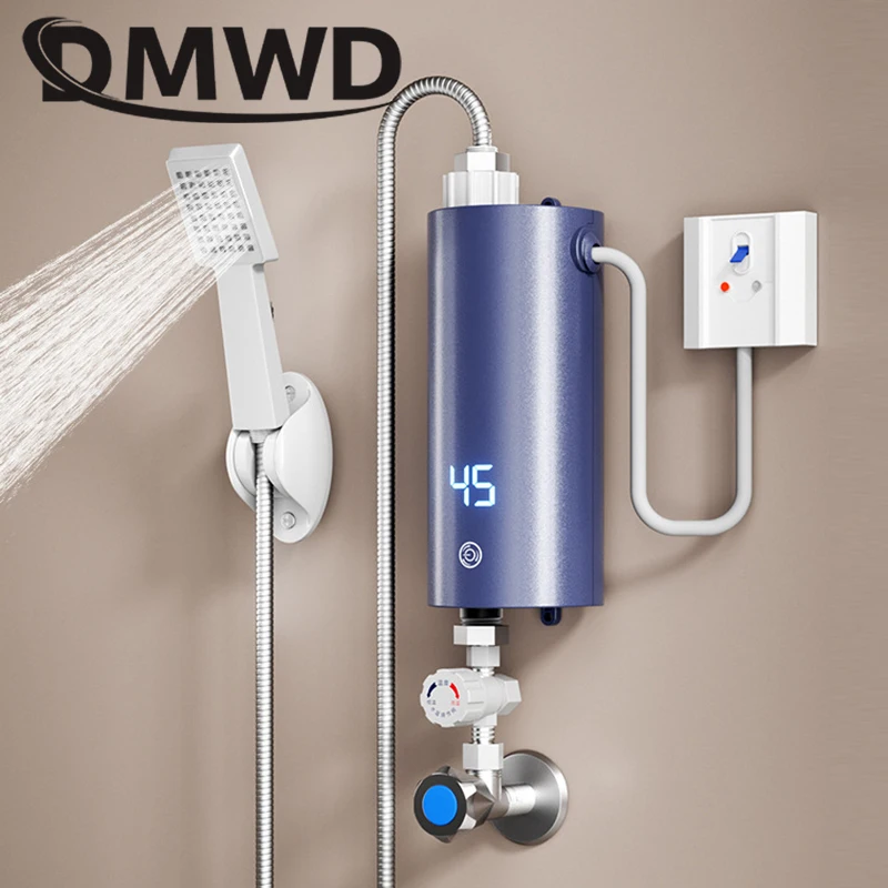 

3500/5500W Electric Instant Tankless Heating Hot Water Heater Kitchen Bathroom 3 Second Instantaneous Watering Faucet Shower Tap