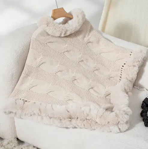 2025 Autumn/winter New Women's Wear Imitation Otter Rabbit Leather Collar Thick Twisted Hoodie