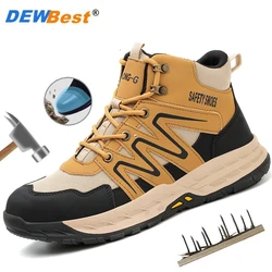 New rotating button+lace up shoe with steel toe cap, anti smashing, anti piercing, wear-resistant, anti slip safety shoes