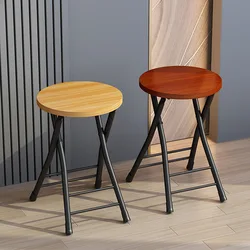 Folding Chair Back Stool Home Portable High Foot Small Round Stool Small Dining Table Dining Chair Simple Stacked Chair