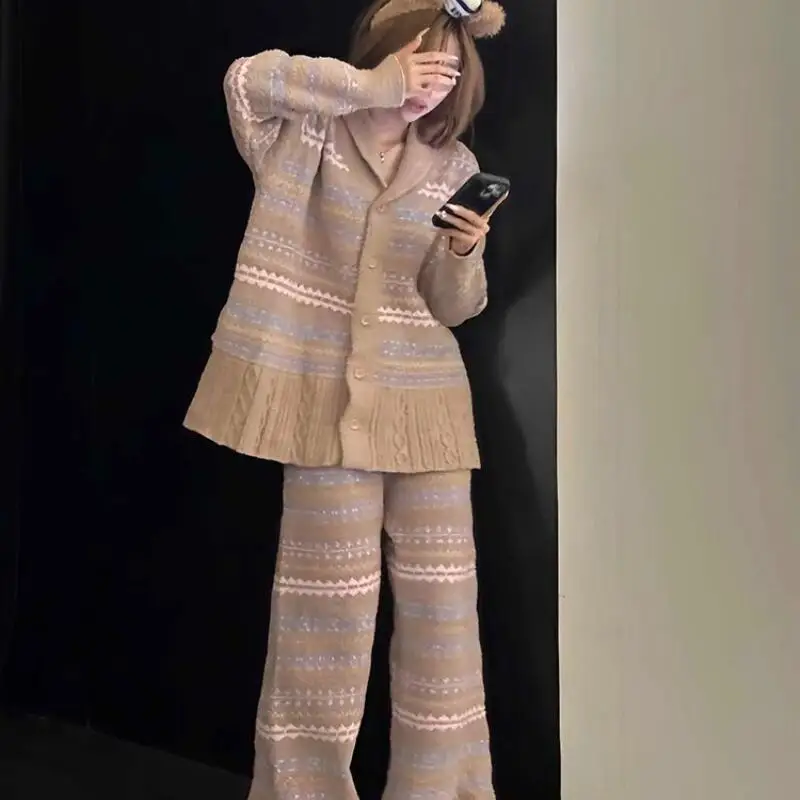 

Женская одежда, пижамный комплект, домашняя одежда, брюки с длинными рукавами, комплект из двух предметов, осенне-зимний утепленный удобный милый модный комплект