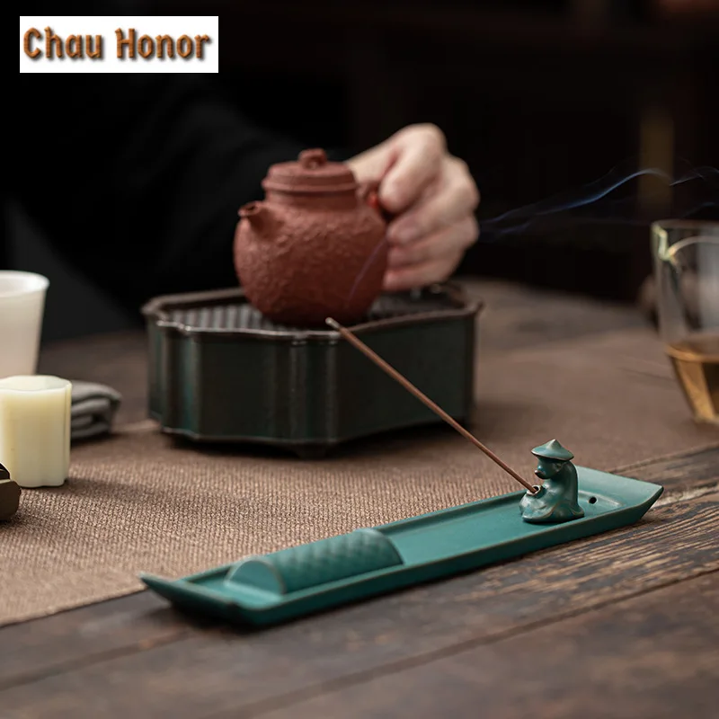 Boutique Fisherman Boat Insertion Incense Holder Retro Incense Smoke Waterfall Smell Distributor Tea Items Accessories Ornaments