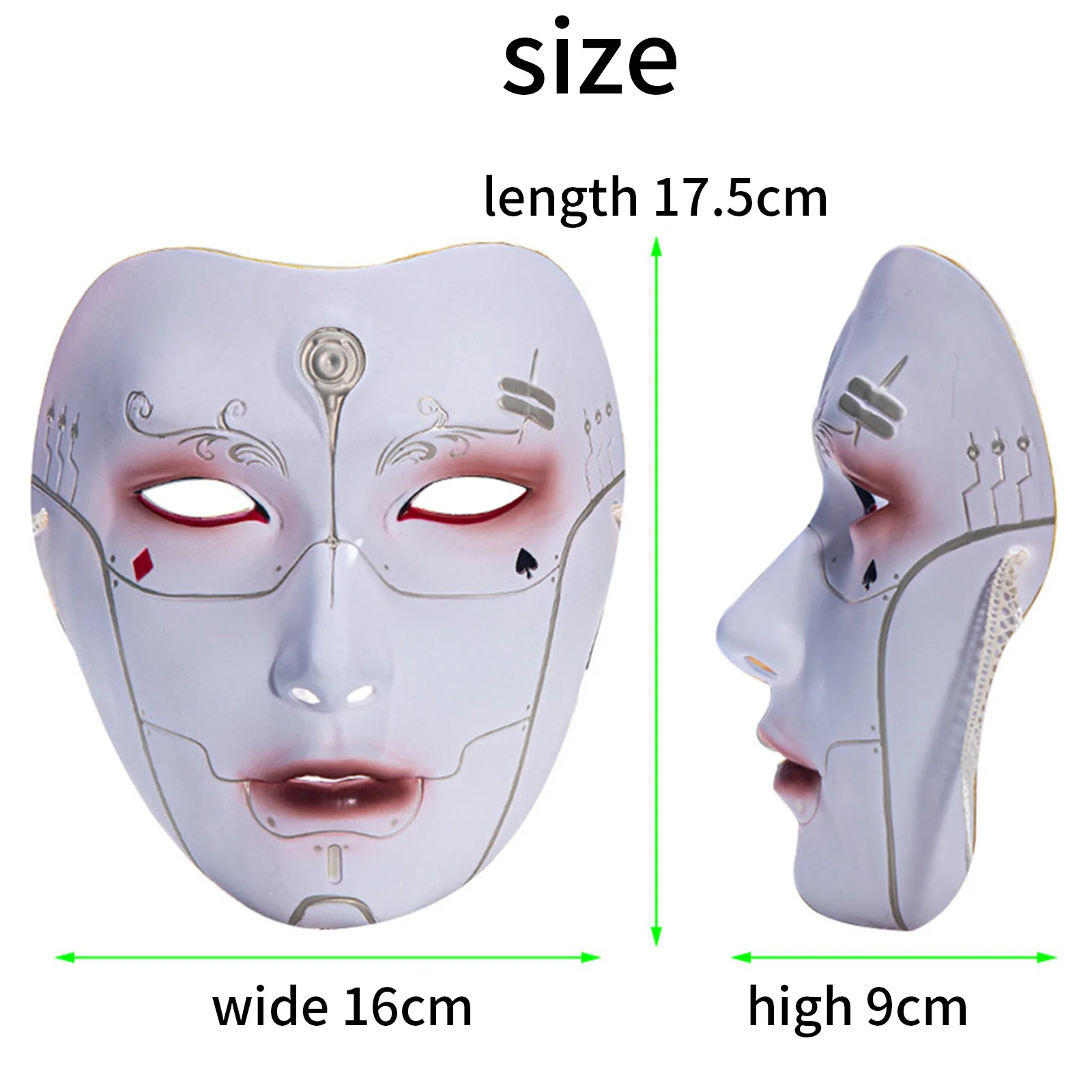 Accessoire de costume de masque de style chinois cool pour hommes et femmes, accessoire avec bretelles auto-attachées, mascarade d'Halloween, fête de cosplay Tim