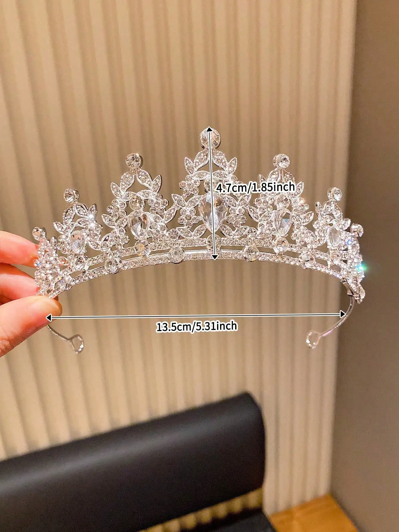 

1pc White Elegant High-End Crown Headband Hair Accessory For Girls