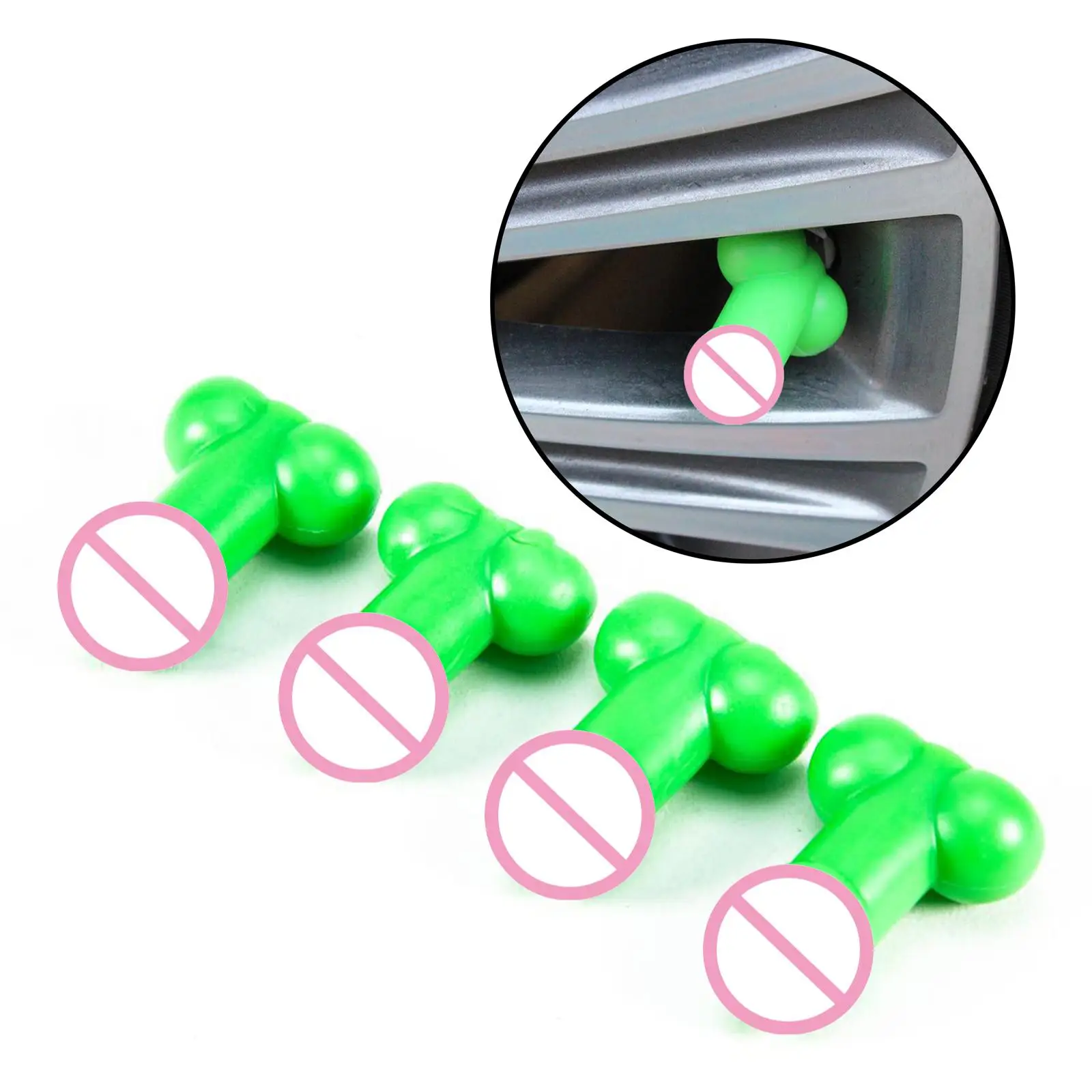 4 Pack Car Motorcycles Bikes Prank Pennis Tyre Tire Valve Luminous Stem Cap