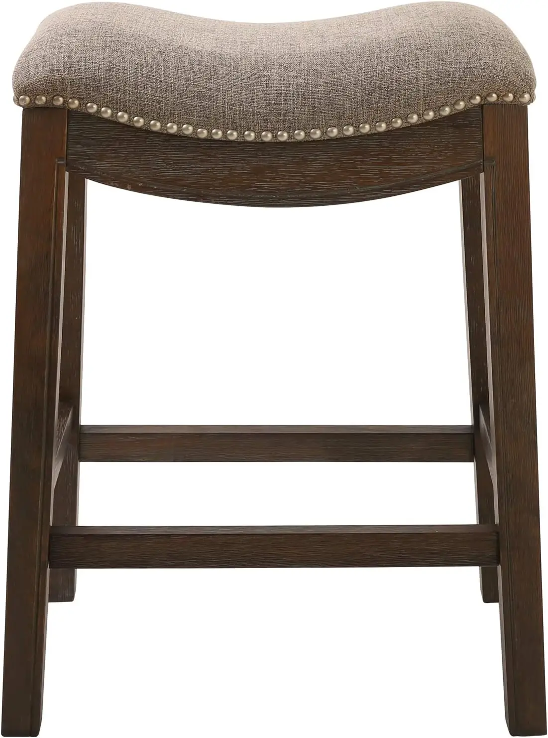 Assento 25.7 polegadas Backless Barstool madeira com assento estofado, altura contrária, cinza