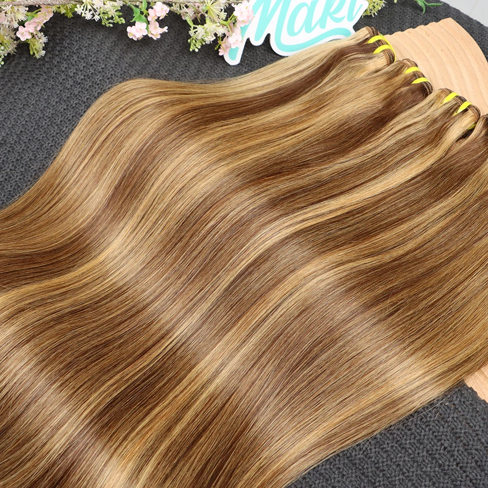 10a destaque pacotes de cabelo humano marrom p4/27 colorido 30 Polegada 100% extensões tecer cabelo virgem reto para mulher