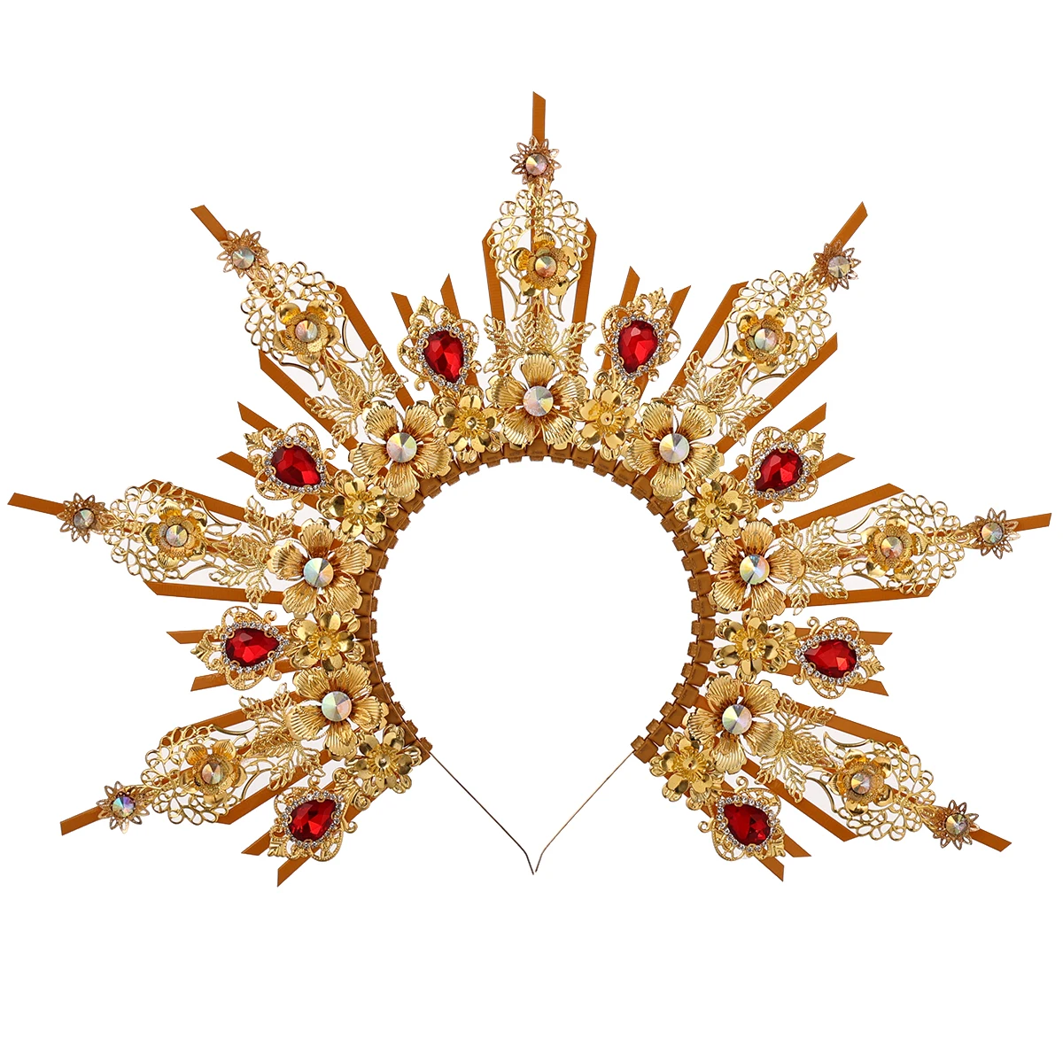 ゴシックヘイロークラウンロリータヘッドバンドハロウィンヴィンテージ太陽の女神バロックヘイローかぶと