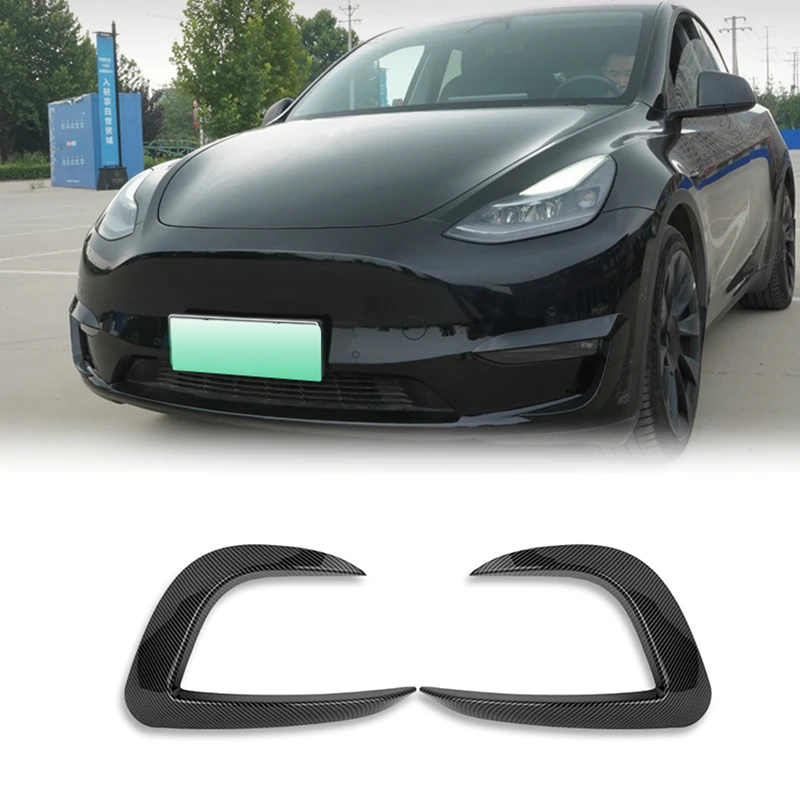 Carbon Fiber Front Fog Lights Eyebrow Wind Knife Sticker for Tesla Model Y Fog Lamp Eye Lid Eyebrow Cover Trim