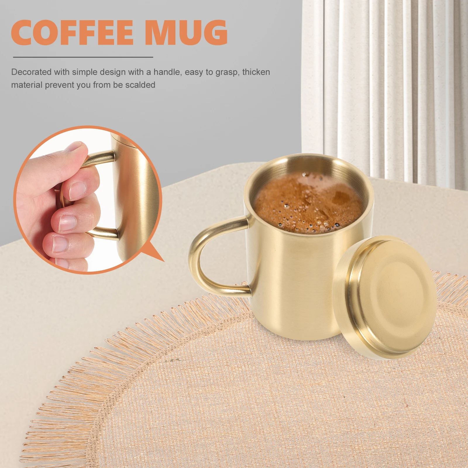 

Thicken Stainless Steel Mug Portable Insulated Cup Handle Lid Home Camping Use Gift Birthday Christmas
