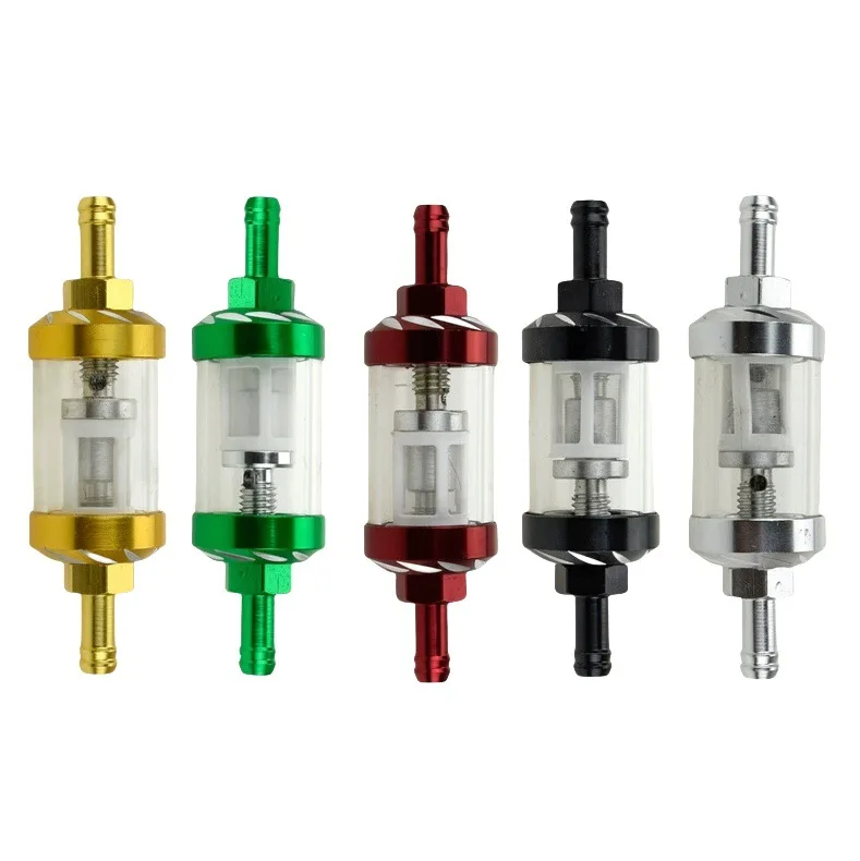 Pedal Transparent Glass Aluminum Core CNC Fuel Filter Motor Core Removable Washable Filter Motorcycle Modification Accessories