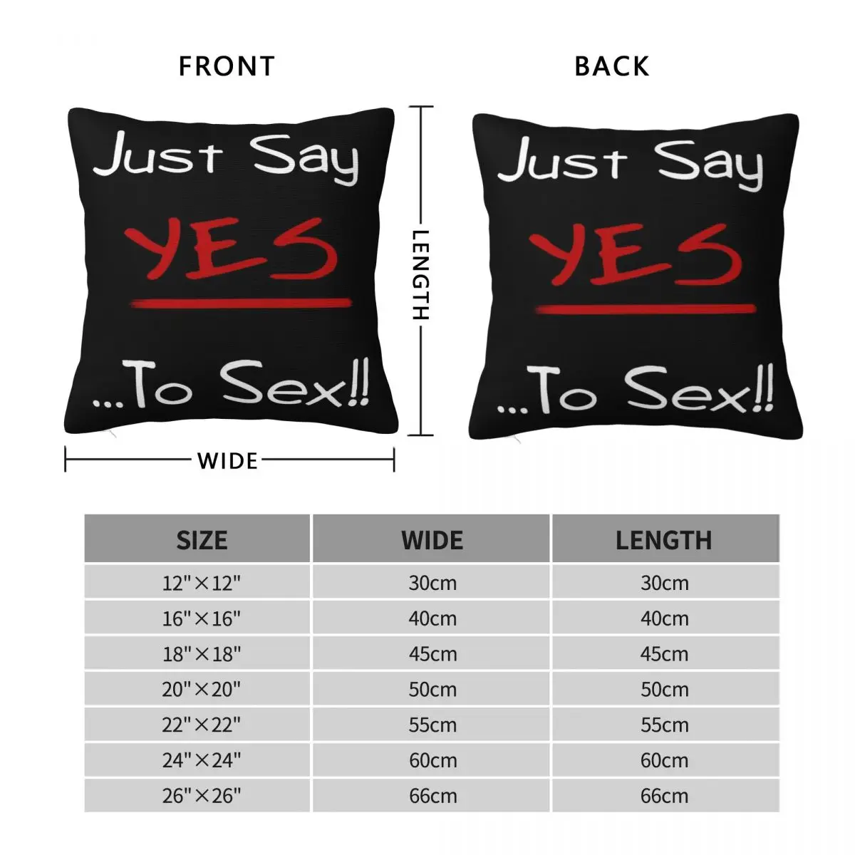 Just Say Yes To Sex Square Pillowcase Polyester Linen Velvet Pattern Zip Decor Throw Pillow Case Home Cushion Cover