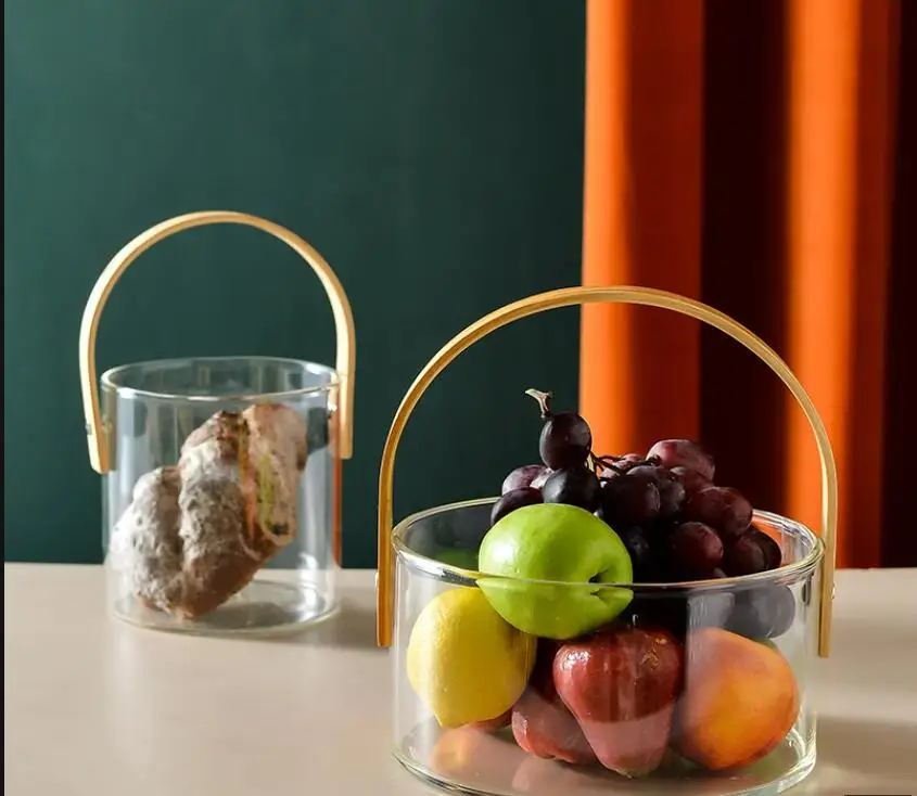 

Европейская стеклянная тарелка с фруктами для гостиной, дома, большая салатница, простая корзина для хранения покупок, сок, вино Hom