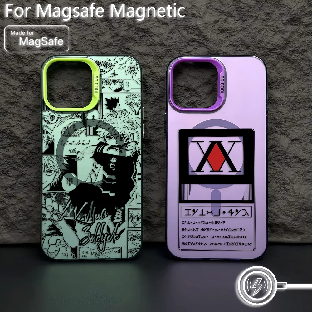 Black Hot Anime HUNTER×HUNTER Magsafe Magnetic Case for Samsung S25 S24 S23 S22 S21 S20 FE Plus Ultra 5G Silver Plated Cover view 2