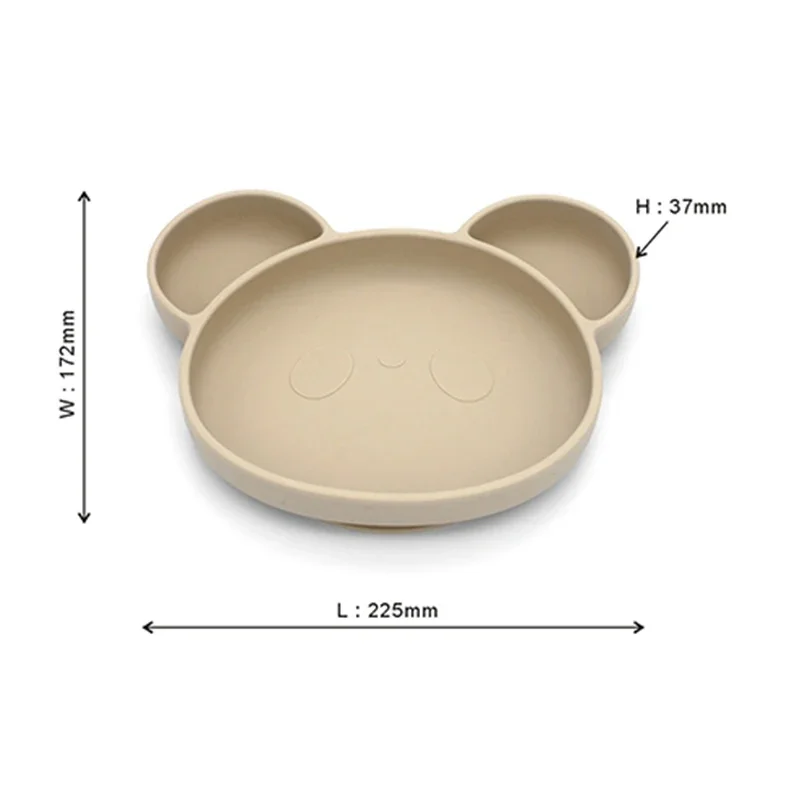 Baby Silicone Plate Bpa Free Toddler Training Tableware Panda Kids Dining Dishes Suction Insulation Children Compartment Plates