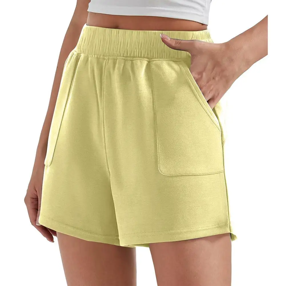 Pantaloncini estivi comodi Pantaloncini estivi alla moda Pantaloncini tinta unita applicabili per la lunghezza regolare del tessuto in poliestere femminile