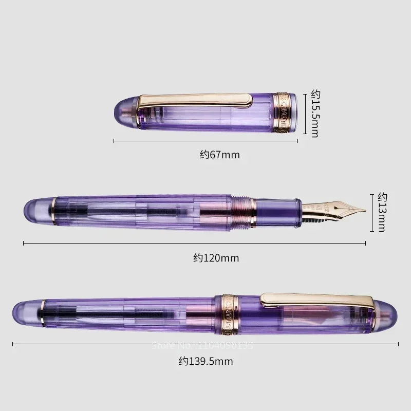 Hot Japan Original PLATINUM 3776 Fountain Pen Nice Large 14K Gold Nib Lilac Flower Lavender Transparent Pen Holder Writing Pen N