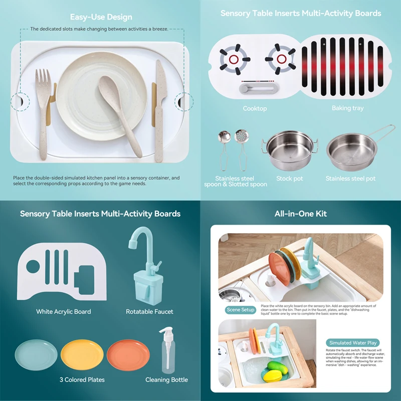 BPA-vrije houten activiteitentafelaccessoires Zintuiglijke fijne motoriek Training Familie Rollenspel Speelgoed Vroeg leren Speelgoed Geschenken