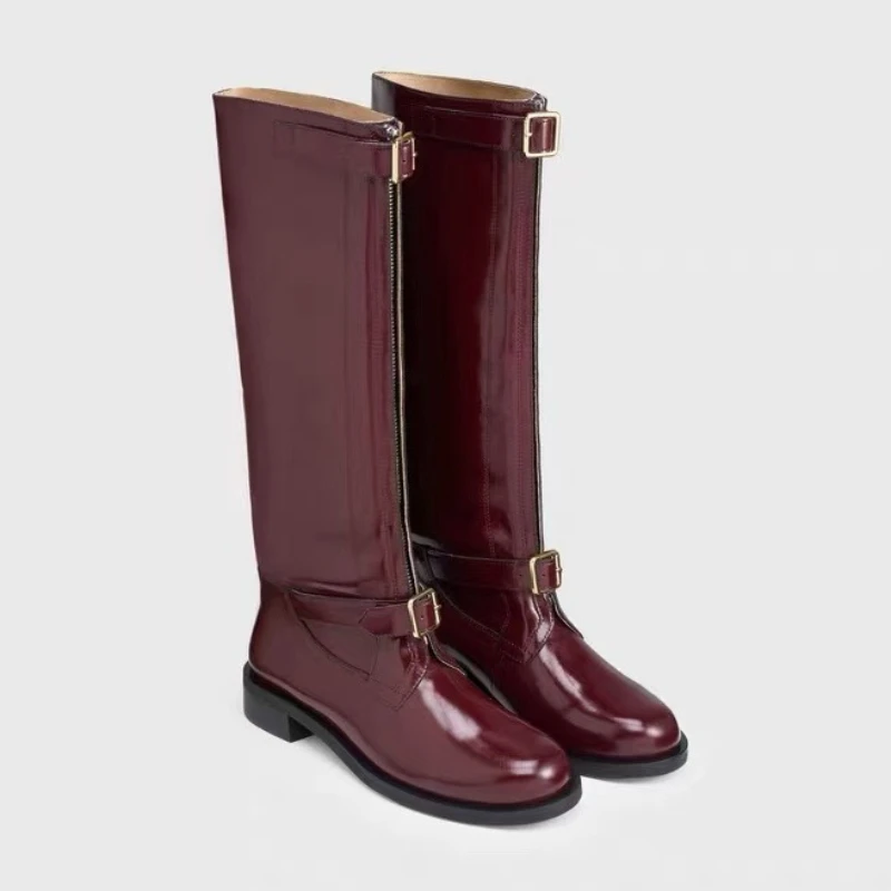 

2025 New Women High Boots Sexy Chunky Heeled Shoes Designer Winter Knee High Knight's Boots Fashion Chelsea Pumps Botas Mujer