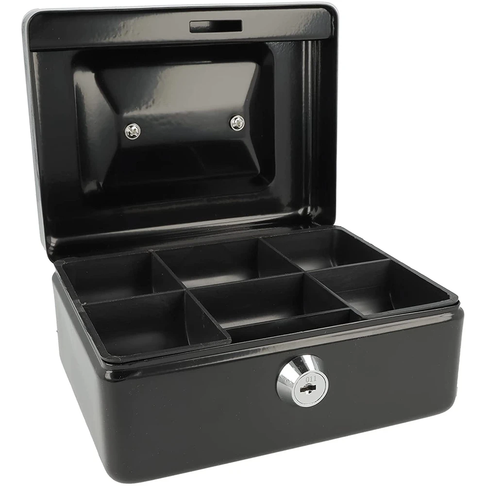 ABWP-Locking Metal Cash Box With Removable Coin Tray And Key Lock 150X120x8mm