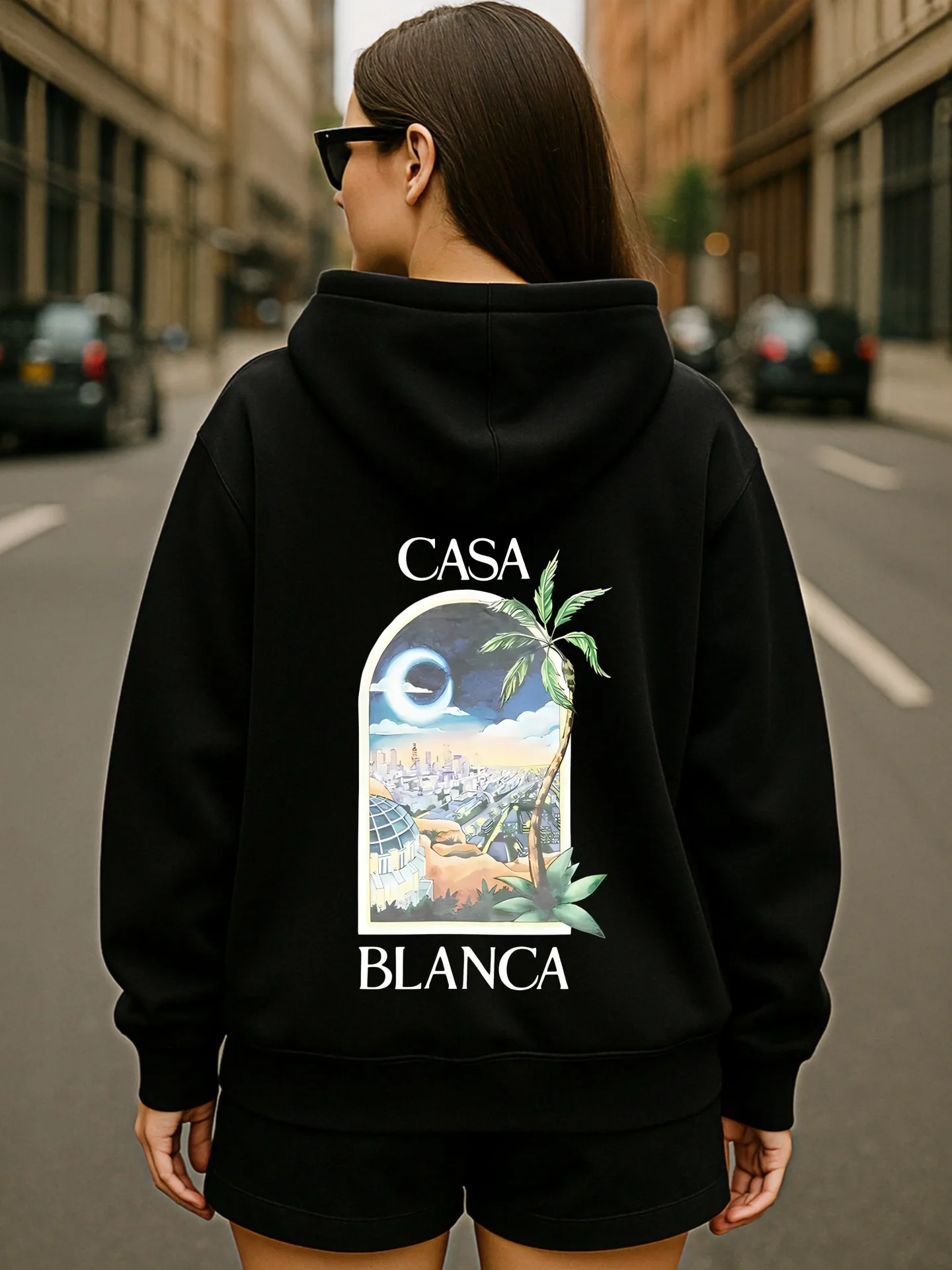 سترة بقلنسوة أساسية مطبوعة برسومات مارلين مونرو، جمالية عتيقة، مزيج من القطن، ملابس يومية كاجوال للنساء