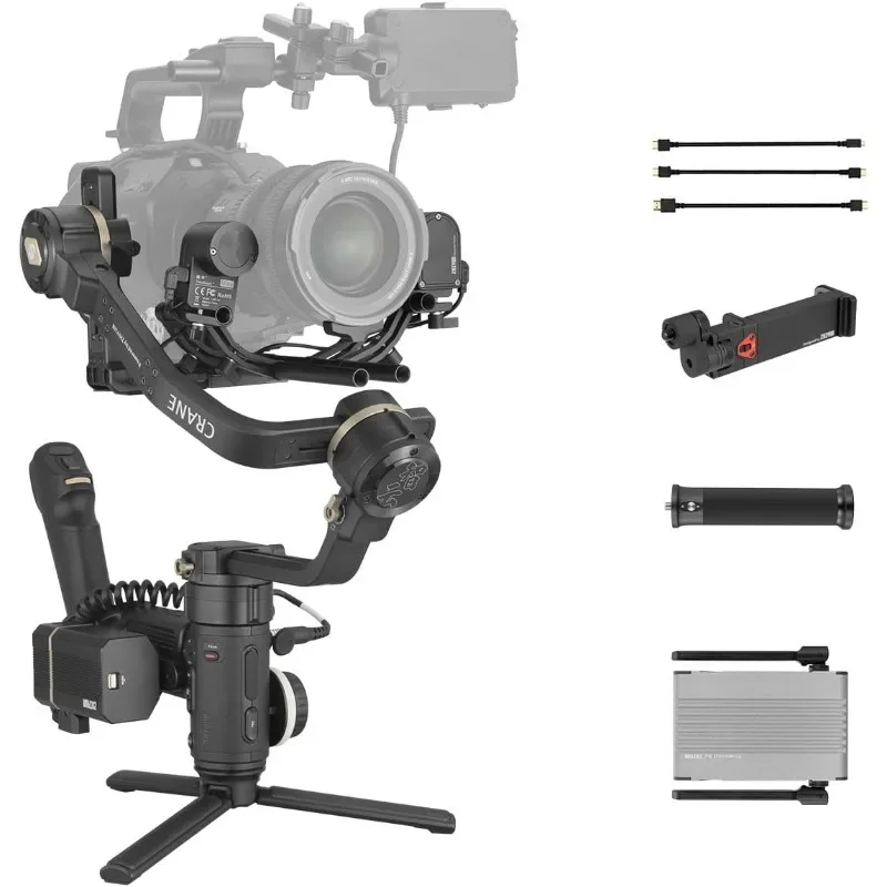 ZHIYUN Crane 3S penstabil kamera, Gimbal genggam 3 sumbu untuk kamera DSLR, Camcorder (Pro Kit)