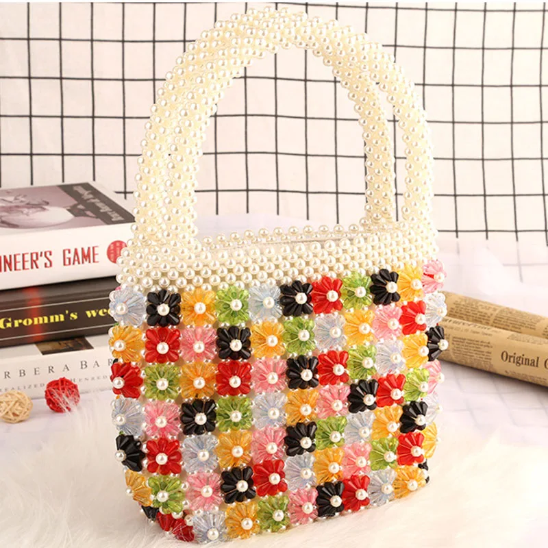 

New Fashion Handwoven Ladies Beaded Bag Vintage Colorful Flower Design Handbags for Women Casual Versatile Lining Women's Bags