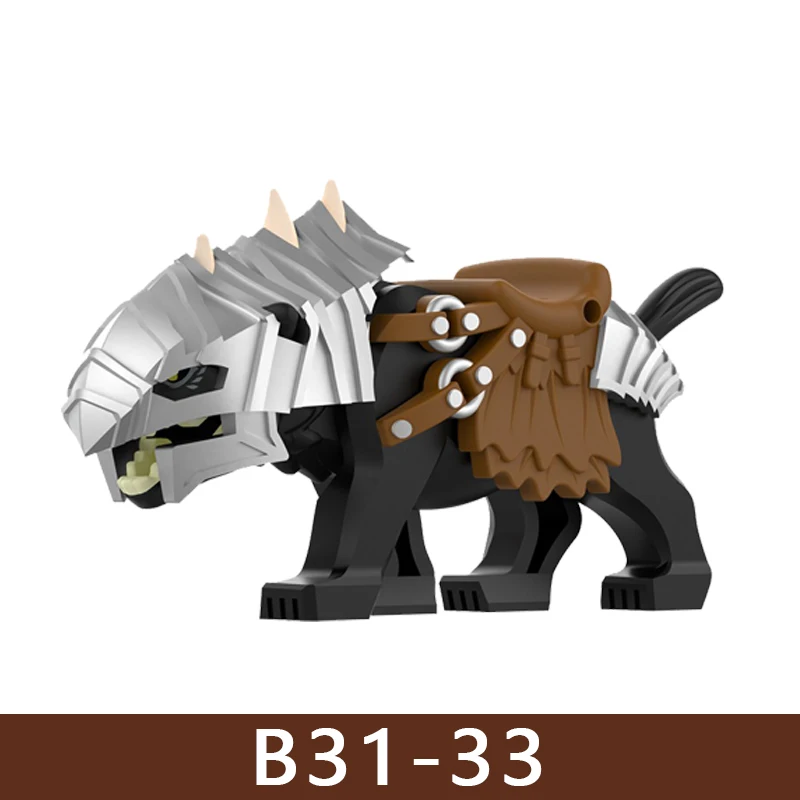 Mittelalterliche Burg Soldat Figuren Bausteine Ritter Ork Krieger Drache Wolf Tiere Kampf Flaggen Zubehör Ziegel Spielzeug Jungen