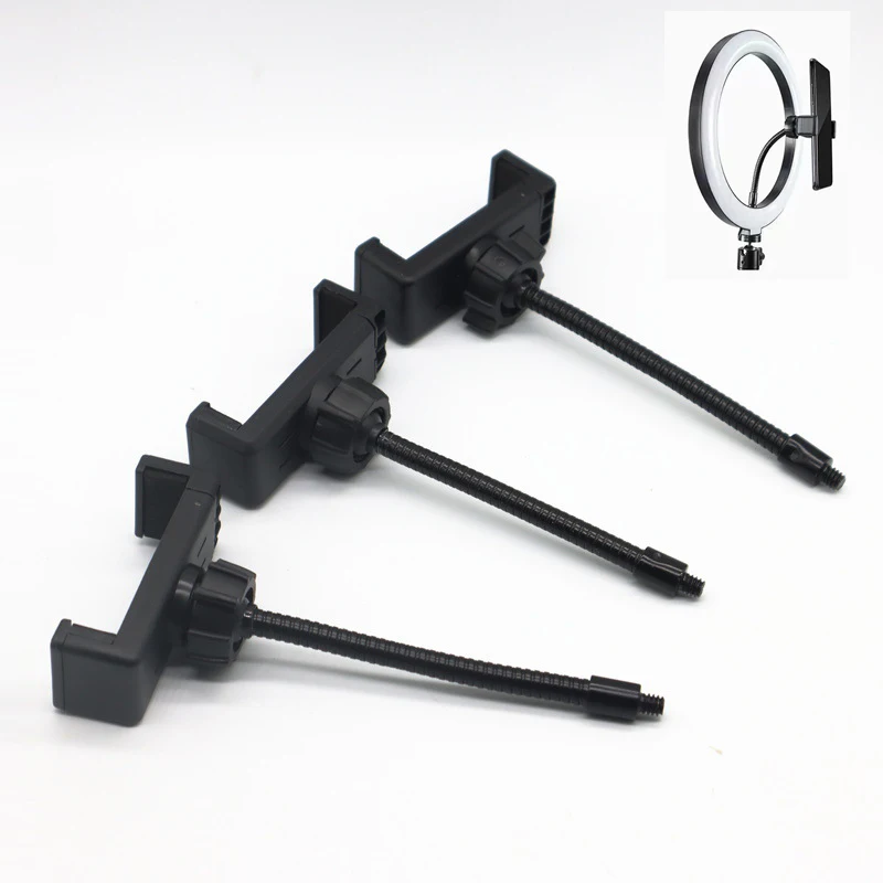 

Phone Holder for Ring Light and Tripod Stand with 1/4 and Hot Shoe Adapter, Flexible Phone Tripod Mount Adapter