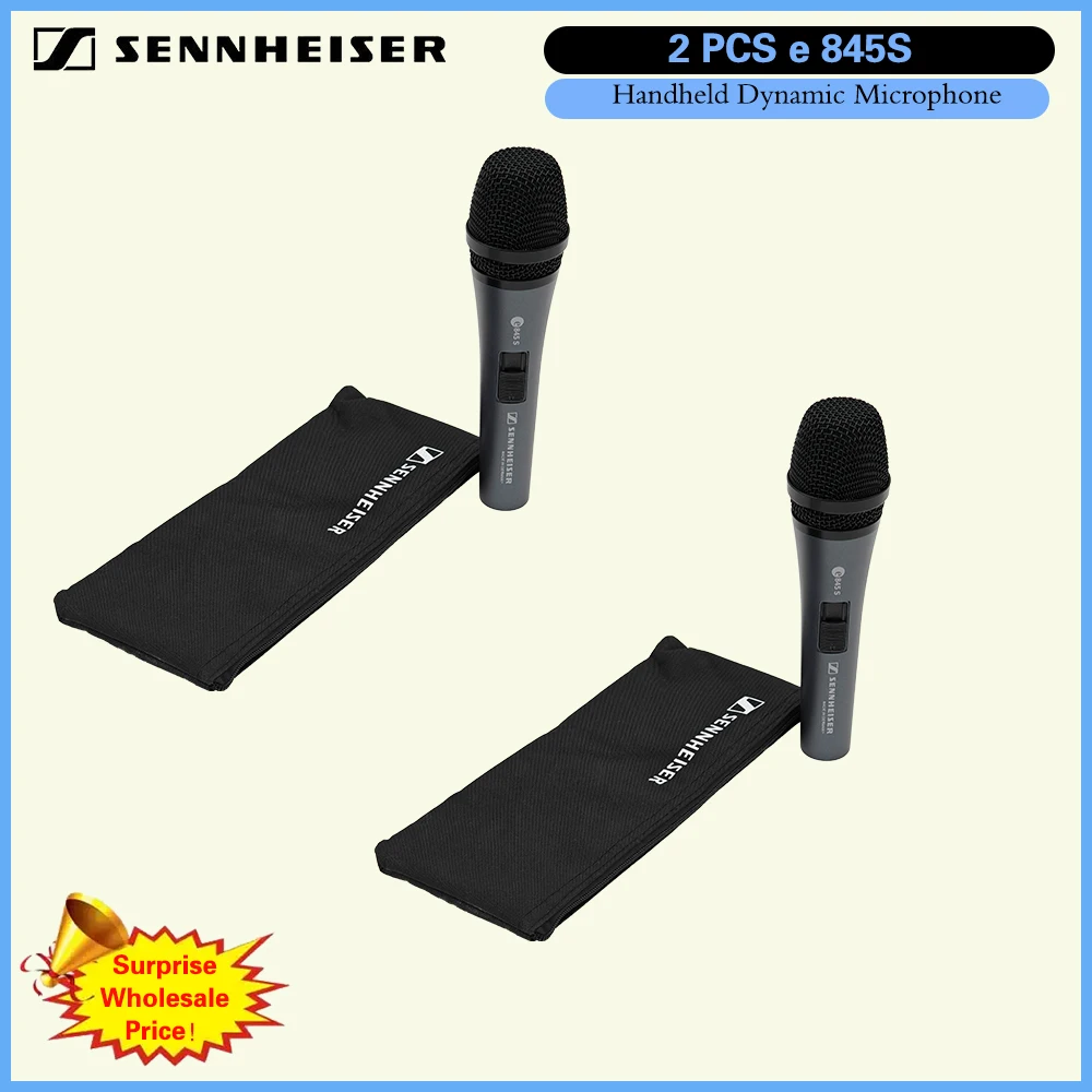 Ventes en gros originales 2 pièces Sennheiser E845S enregistrement à domicile Microphone filaire Vocal dynamique Microphone portable en Streaming en direct Ventes en gros originales 2 pièces Sennheiser E845S enregistrement à domicile Microphone filaire Vocal dynamique Microphone portable en Streaming en direct