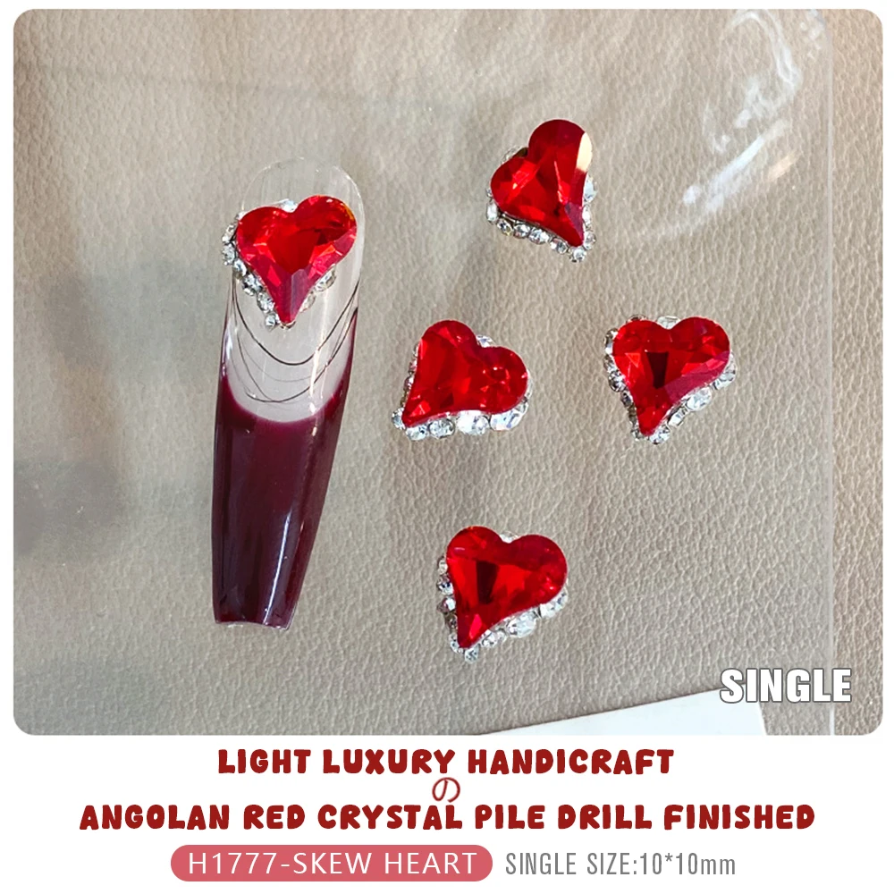 Stacked Diamond Super Shining Bull Blood Red Diamond Ball Nail Drill Dekoracja noworoczna czerwona kryształowa dekoracja paznokci