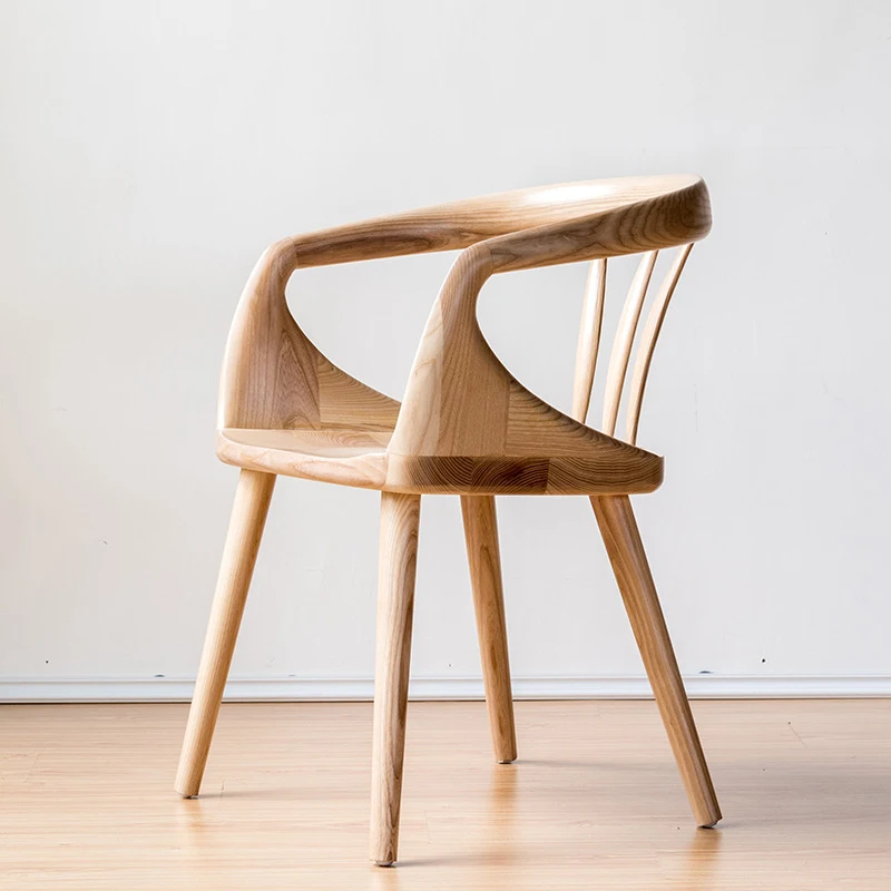 Sedia da pranzo in legno curvato nordico in legno massello dal design moderno sedia da caffè giapponese in noce di faggio