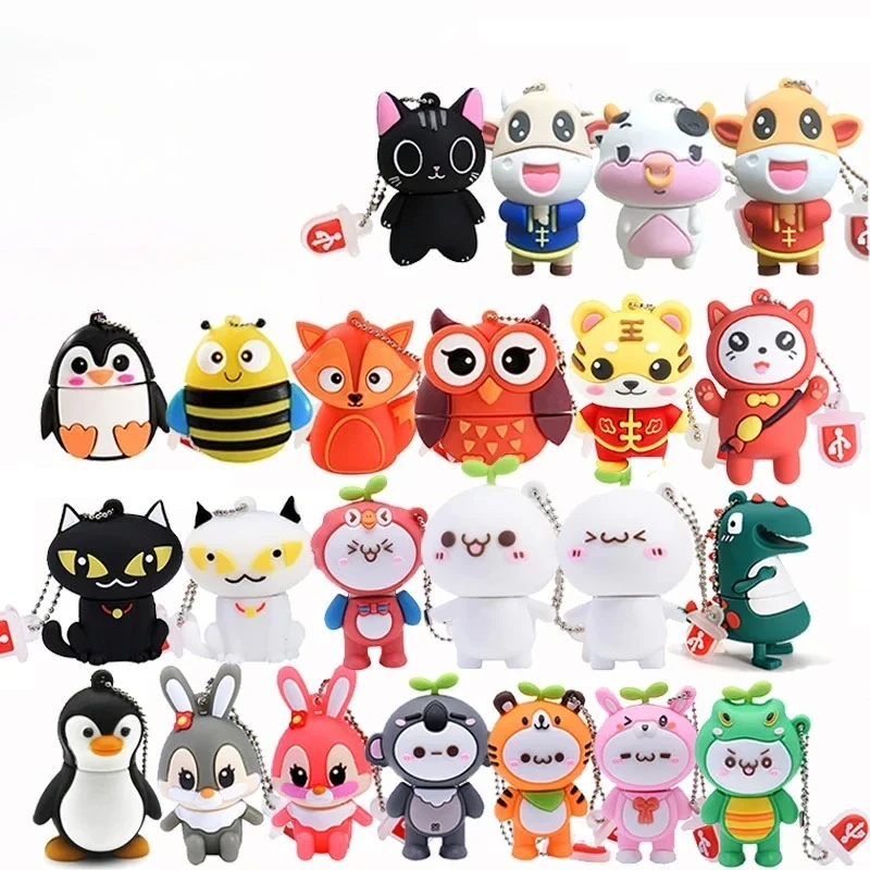 بندريف 128 جيجابايت محرك فلاش USB الكرتون الحيوانات البطريق القلم محرك 64 جيجابايت فلاش يو اس بي ذاكرة عصا 32 جيجابايت ديناصور أو القط 16 جيجابايت محرك القلم