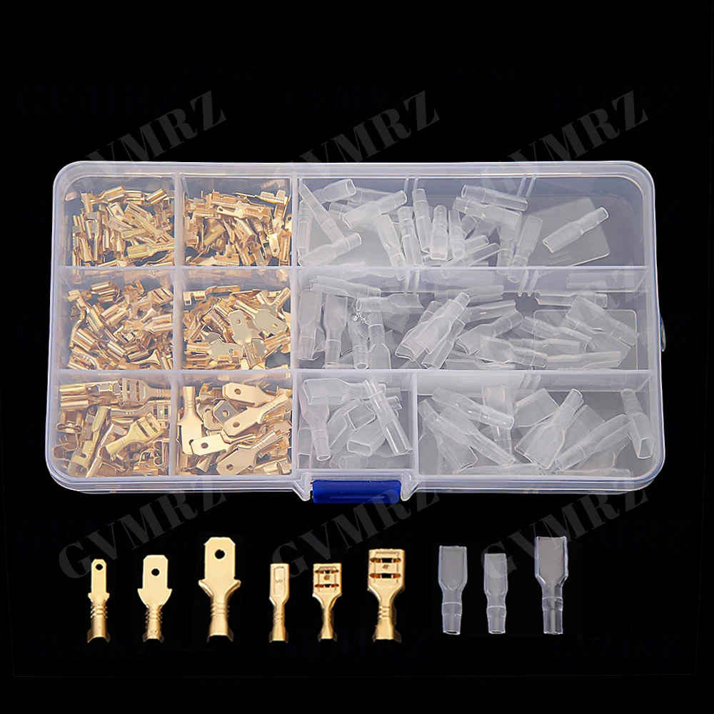 270PCS/box 2.8mm Crimp Terminals Insulated Seal Electrical Wire Connectors Crimp Terminal Connector Assortment Kit 4.8mm 6.3mm